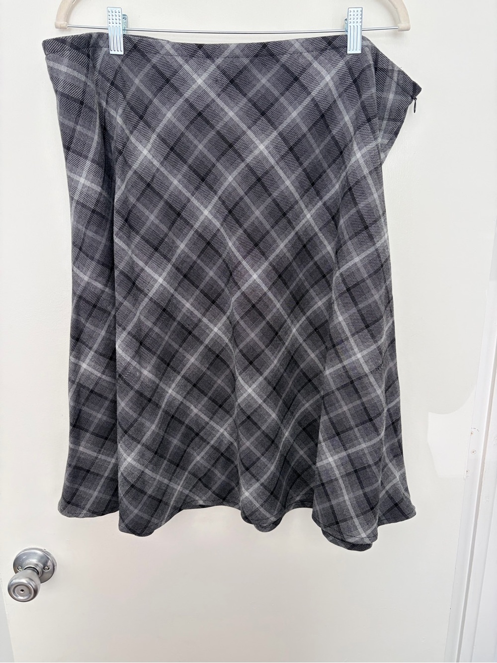 Croft & Barrow Gray Plaid A-Line Skirt Women’s 18 Plus Size Side Zip